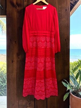 Tuckernuck Pomander Place NWOT Red Eyelet Lola Maxi Dress Size XXL